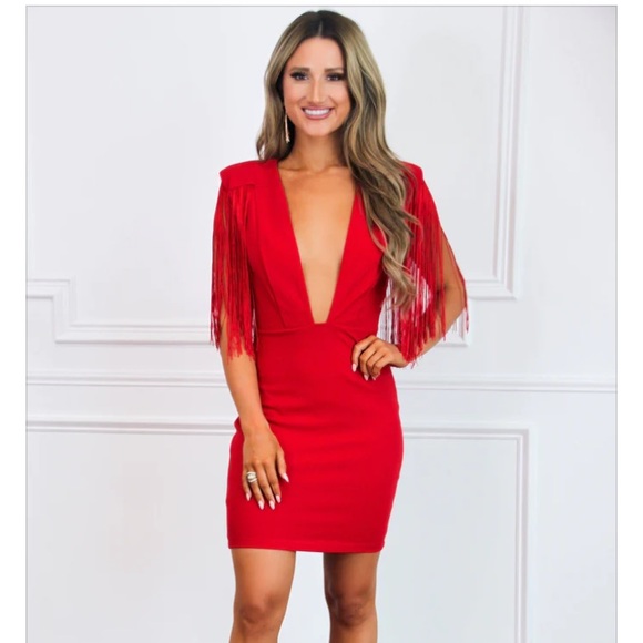 Symphony Dresses & Skirts - Symphony Take Me to Nashville Red Fringe Mini Dress